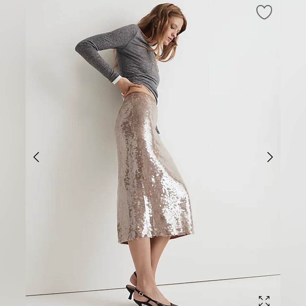 Madewell Sequin Midi Skirt in Fallen Timber